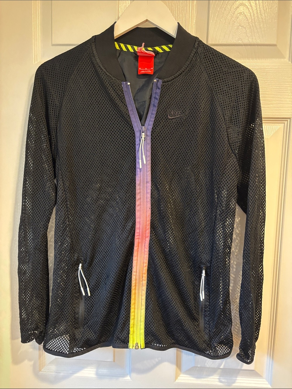 Nike Black Mesh Jacket with Rainbow Gradient Zip
